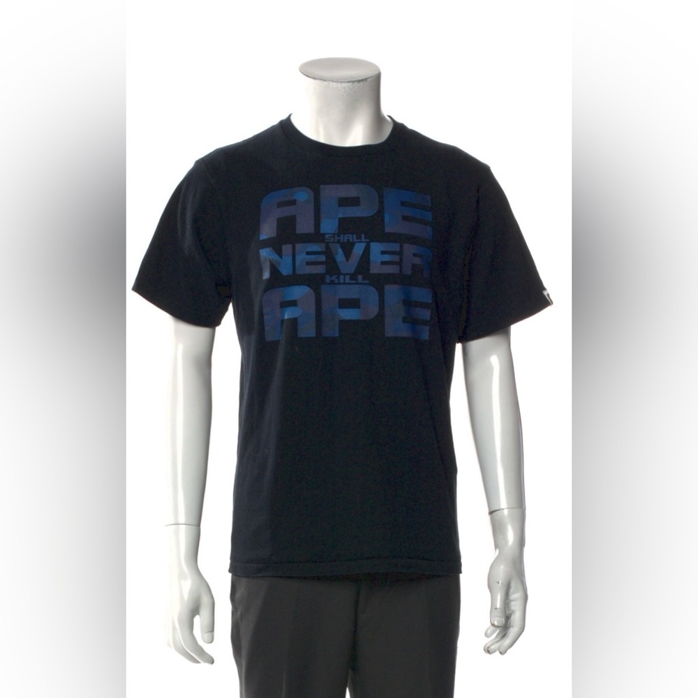 AUTHENTIC!!! BAPE Black Tee with Blue Lettering. HOT!! EUC!! Men’s size XS.